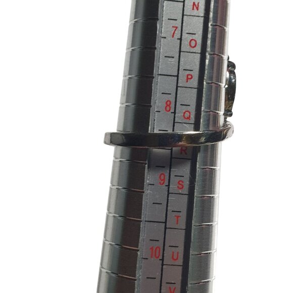 Leaf Design Long Ring Silver Tone Metal Enamel Accents Size 8.5 Gift Jewelry Mom - Picture 6 of 6